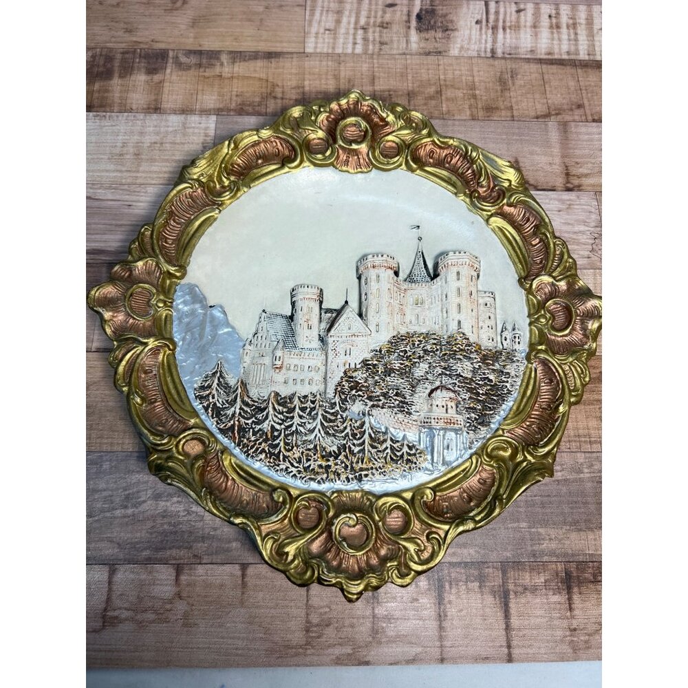 Vintage Hohenschwangau Castle (Germany) 3-D Souvenir Wall Décor Ceramic Plate #
